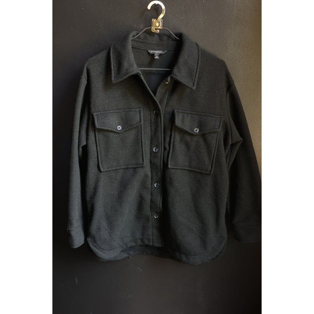 Banana Republic Women's Black Shacket Jacket Oversize Grunge Minimalist Buttons